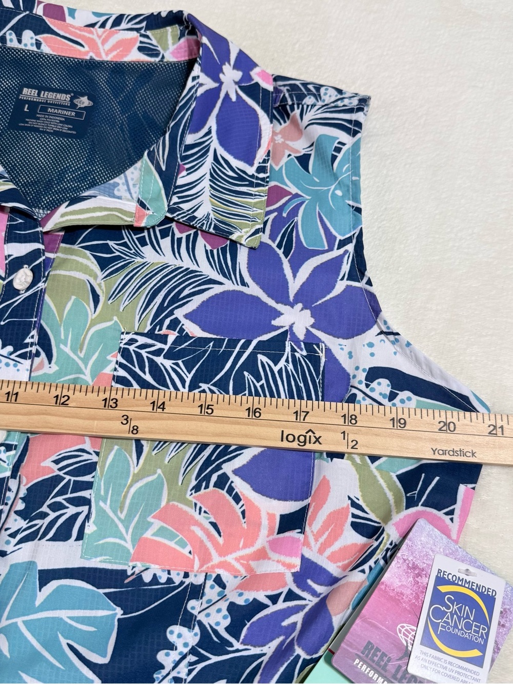 Reel Legends:Sleeveless Tropical Button-DownShirt - Size L - NWT - Picture 9 of 15